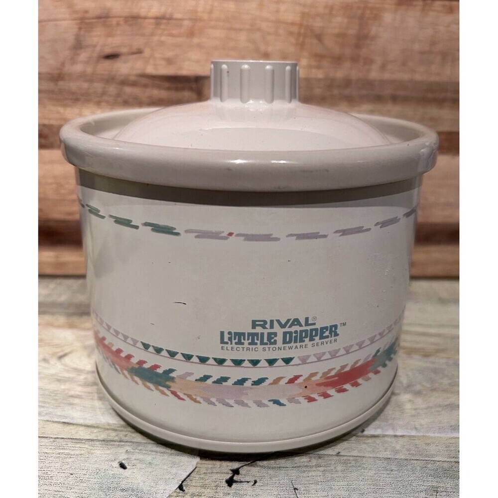Rival Little Dipper Mini Crock Pot #3204 w/Lid Southwest Design Stoneware Server